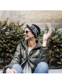 Turbante Elegance Zig Zag Grey · Carebell Headwear.