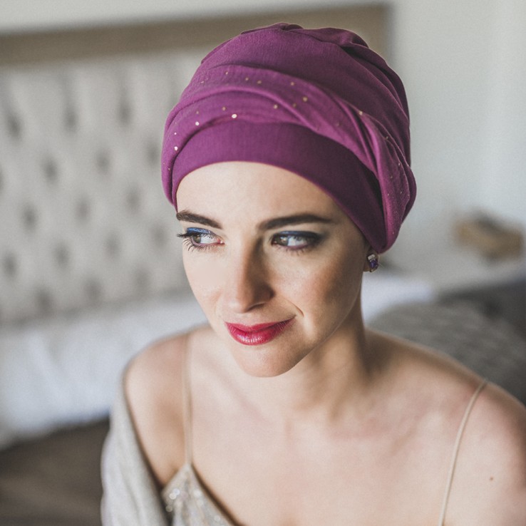 Turbante Elegance Malva Gold · Carebell