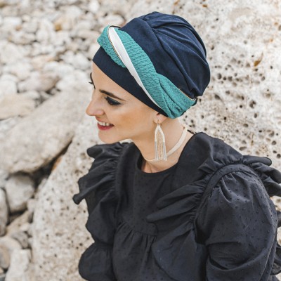 Turbante Elegance Turquesa Gold 2