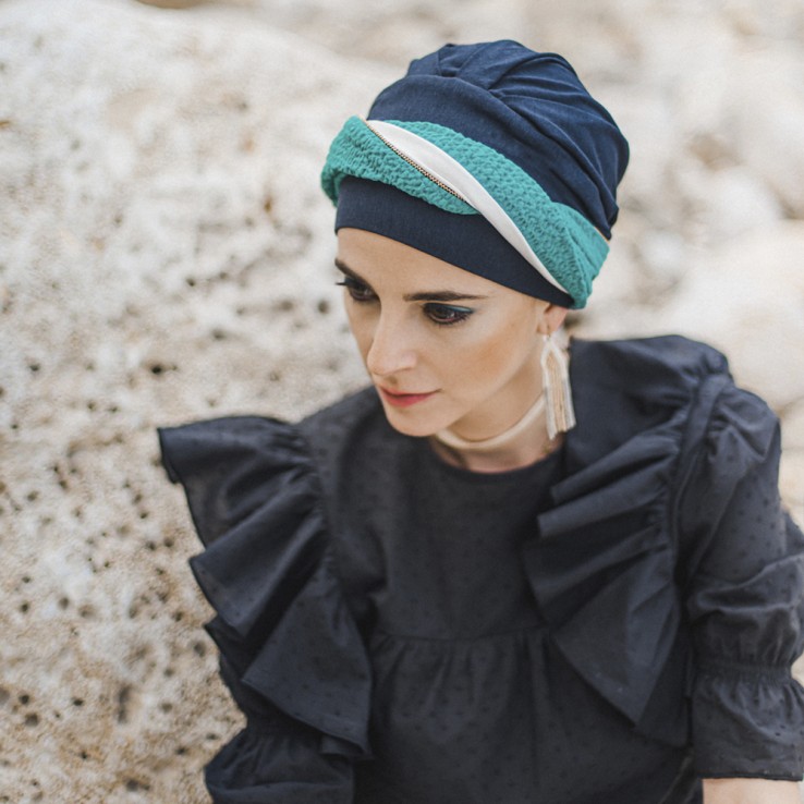 Turbante Elegance Turquesa Gold