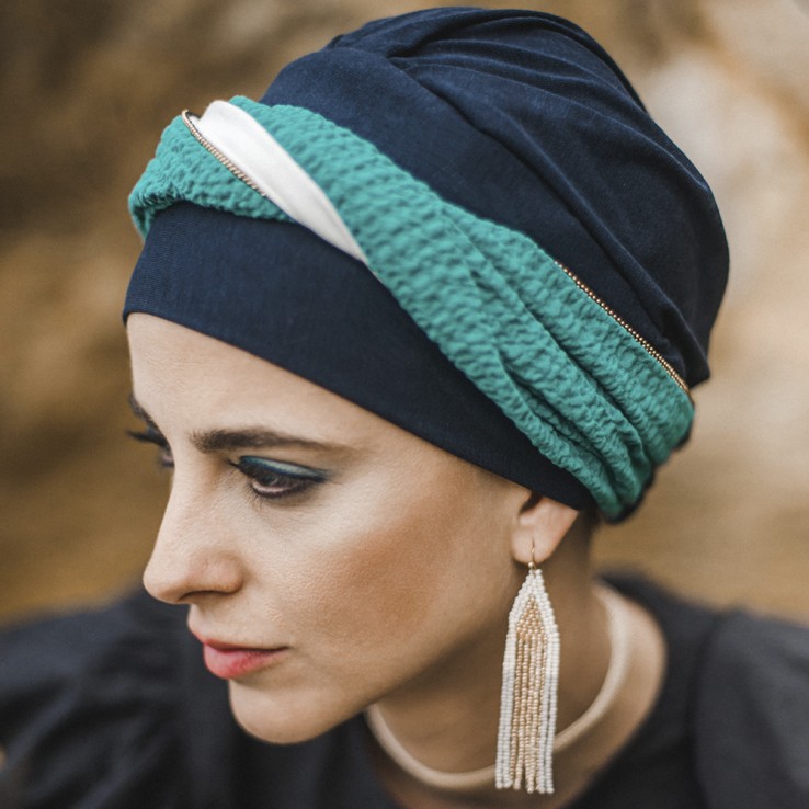 Turbante Elegance Turquesa Gold