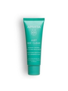 Crema facial Apivita Just Bee Clear con acción anti-imperfecciones.