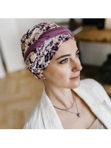 Turbante Confort Malva Flores · Carebell