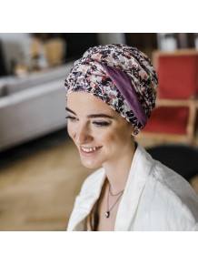 Turbante Confort Malva Flores · Carebell