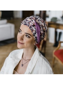 Turbante Confort Malva Flores · Carebell