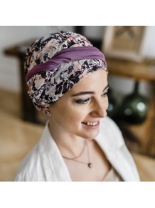 Turbante Confort Malva Flores · Carebell