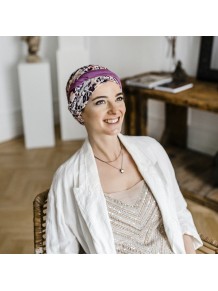 Turbante Confort Malva Flores · Carebell