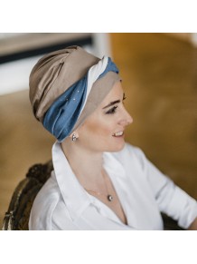 Turbante Elegance Blue Gold · Carebell