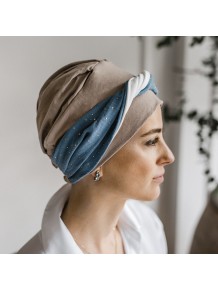 Turbante Elegance Blue Gold · Carebell