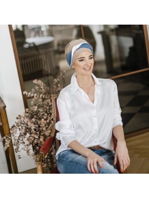 Turbante Elegance Blue Gold · Carebell