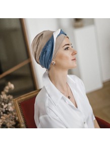 Turbante Elegance Blue Gold · Carebell