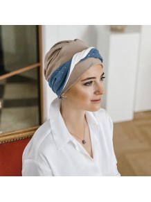 Turbante Elegance Blue Gold · Carebell