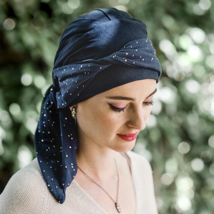 Pañuelo Smooth Navy Gold · Carebell Headwear