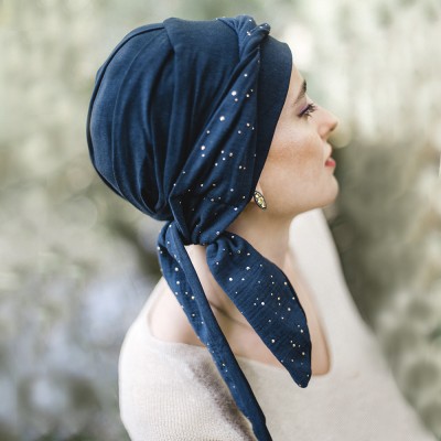 Pañuelo Smooth Navy Gold · Carebell Headwear 2