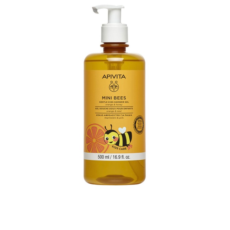 APIVITA MINI BEES · Gel de Ducha Suave para Niños con Naranja y Miel.