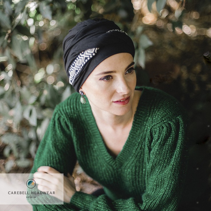 Turbante Confort Ikat Negro · Carebell