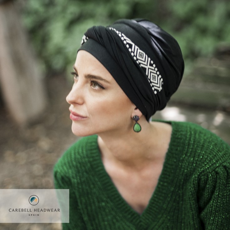 Turbante Confort Ikat Negro · Carebell
