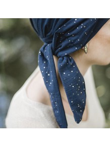 Pañuelo Smooth Navy Gold · Carebell Headwear