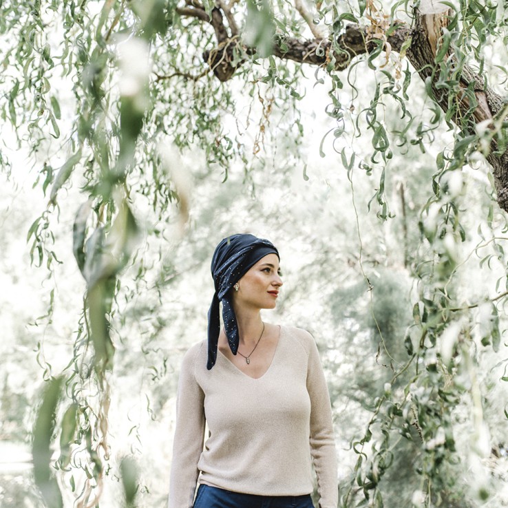 Pañuelo Smooth Navy Gold · Carebell Headwear