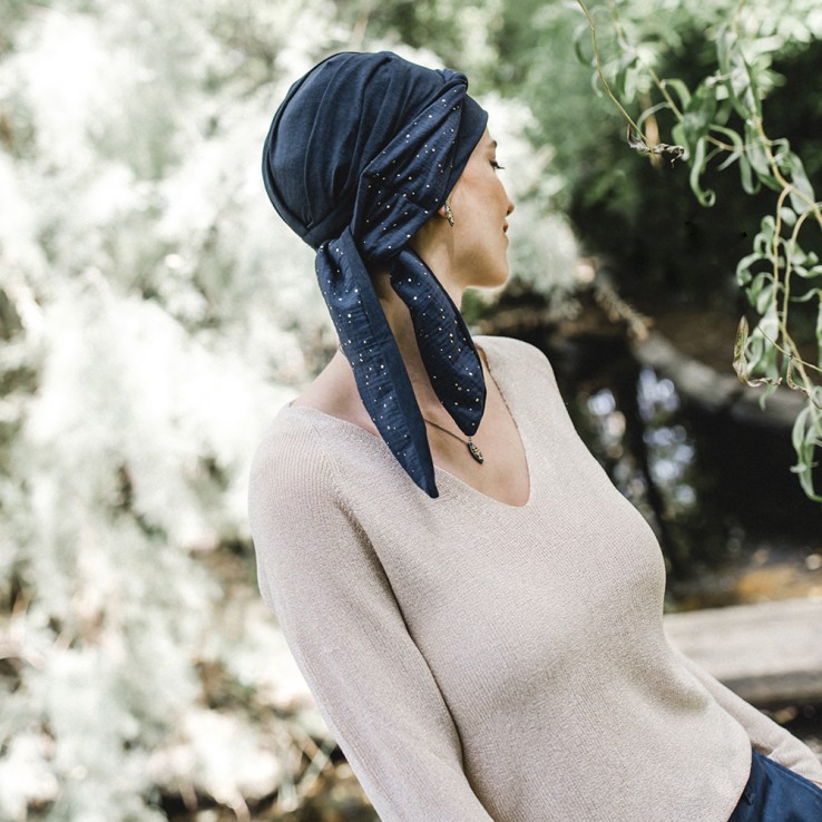 Pañuelo Smooth Navy Gold · Carebell Headwear