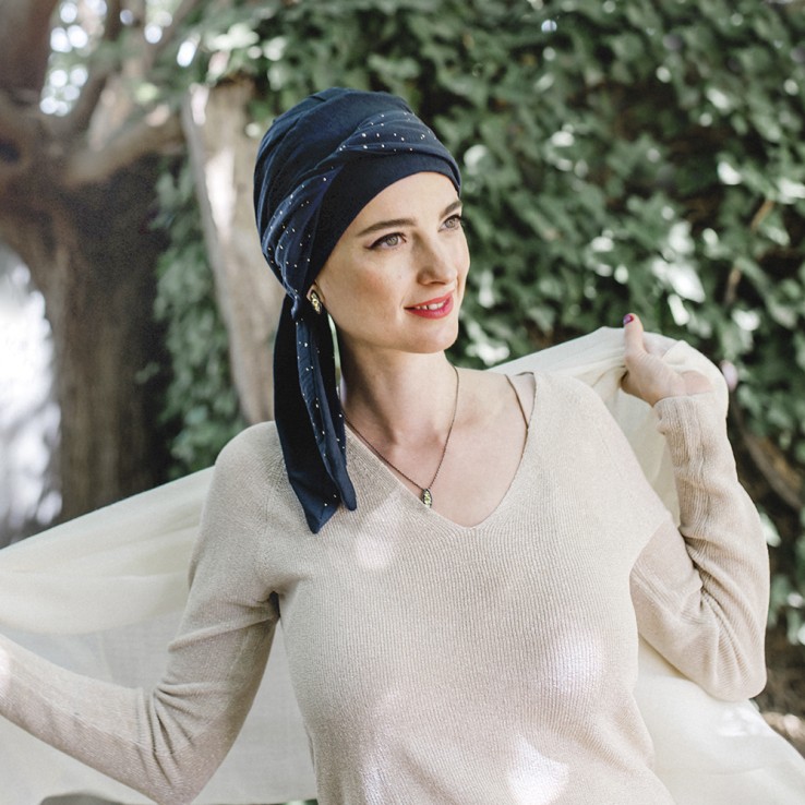 Pañuelo Smooth Navy Gold · Carebell Headwear