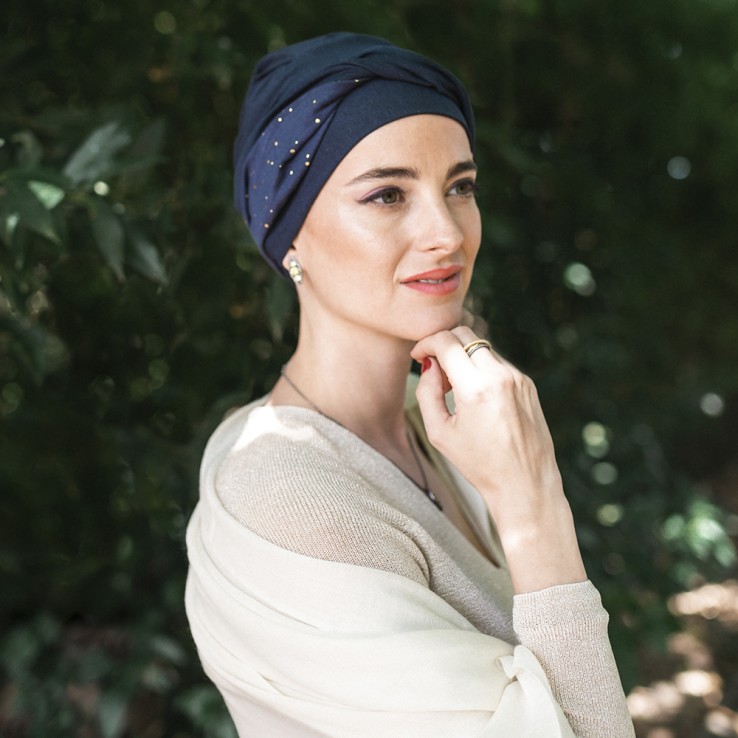 Turbante Confort Navy Gold · Carebell