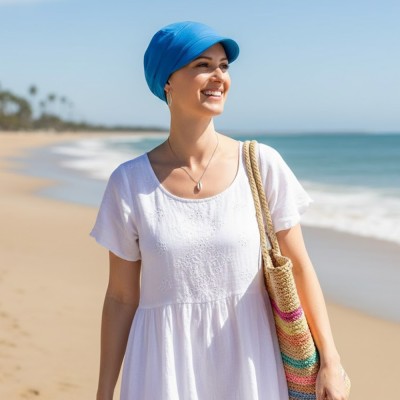 Gorra oncológica Capri de bambú con visera solar para mujer 2