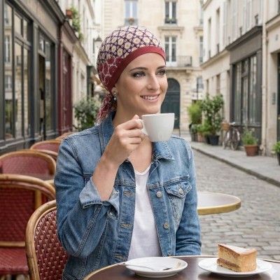 Pañuelo Oncológico Paris Marsala Carebell - Turbante... 2