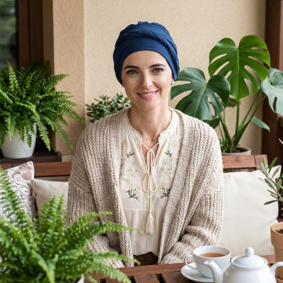 Turbante Oncológico Básico con Banda de Volumen - Modelo... 2