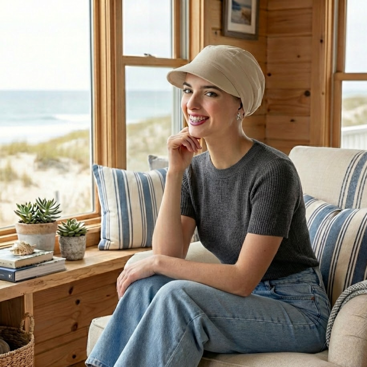 Gorra Oncológica de Algodón Transpirable -...