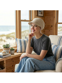 Gorra Oncológica de Algodón Transpirable - Modelo Gorra Stone Beige (Carebell Headwear)