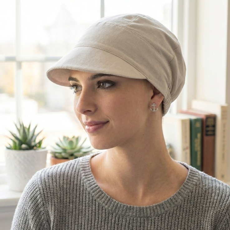 Gorra Oncológica de Algodón Transpirable -...