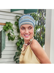 Turbante Oncologico Ruby Zig Zag Blues · Christine Headwear