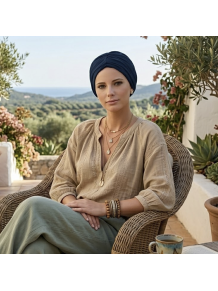 Turbante Oncológico Andrea Bambú (Diseño Drapeado y Volumen) - Carebell